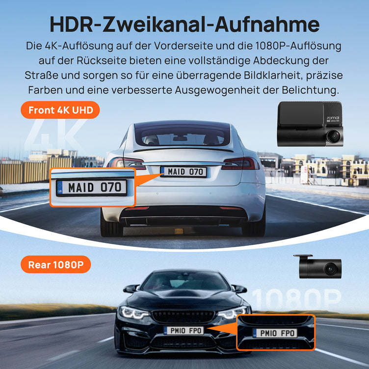 70mai A810 Dash Cam 4K HDR Sony Starvis 2 IMX678 Dual-channel Optional