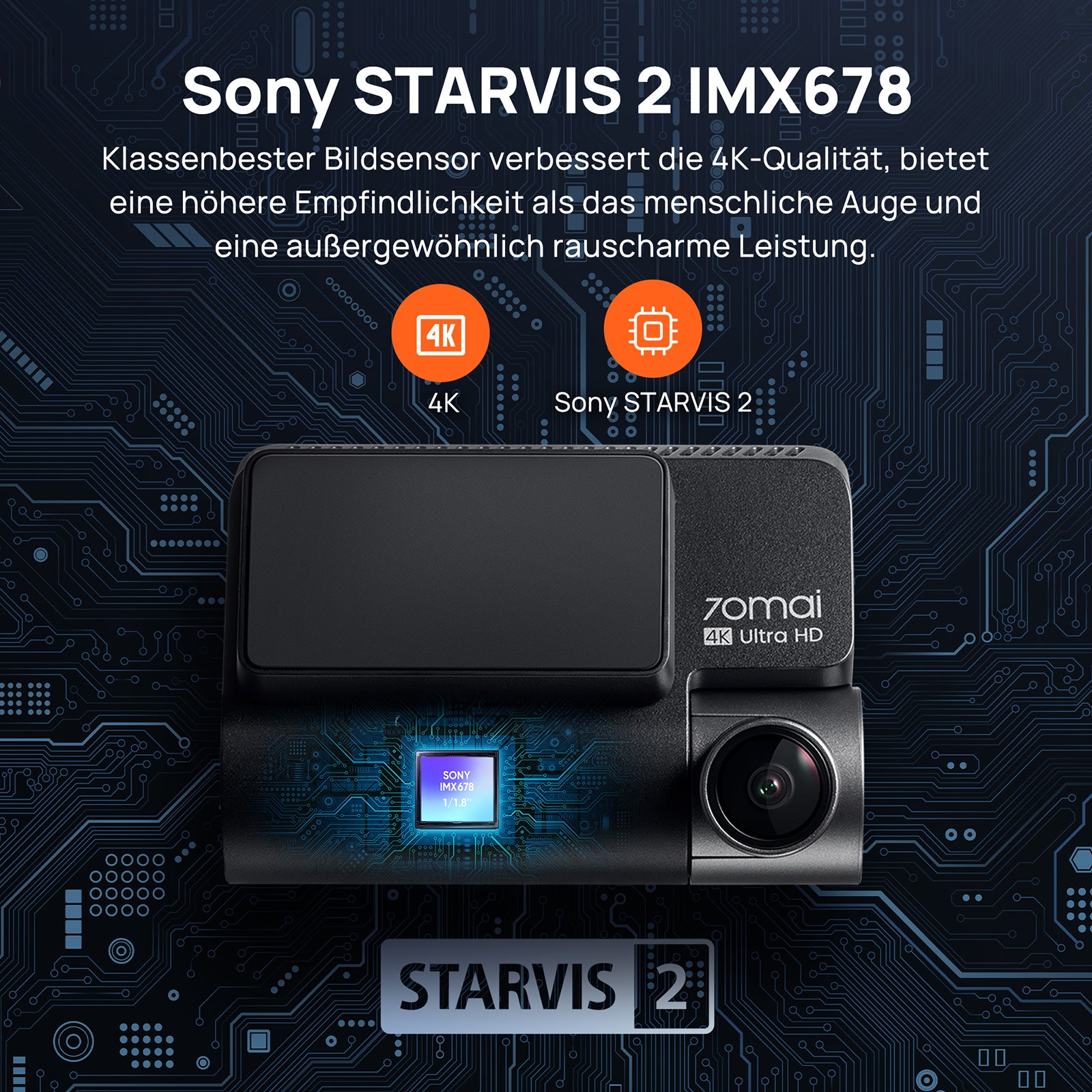 70mai A810 Dash Cam 4K HDR Sony Starvis 2 IMX678 Dual-channel Optional