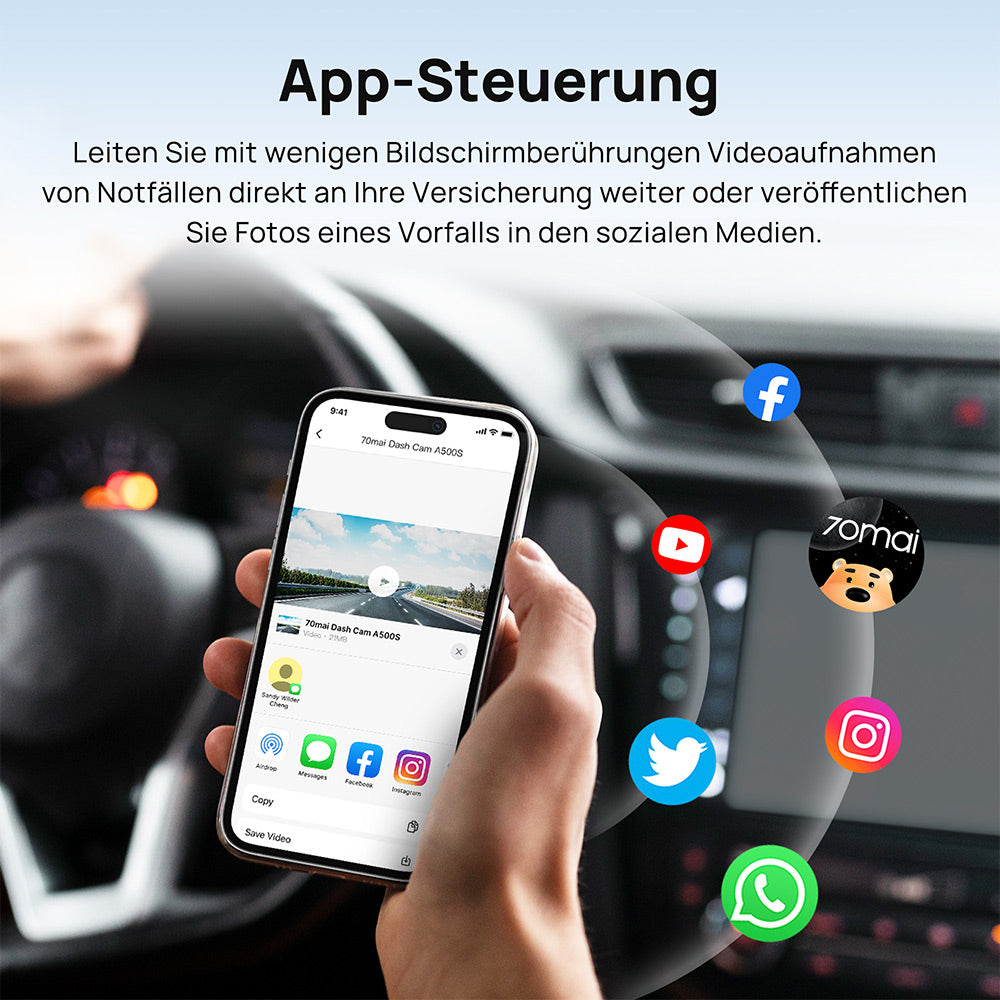 70mai Dash Cam A500S 2.7K Ultra Full HD Dual-channel Optional