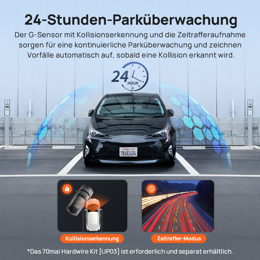70mai Dash Cam A410 2.5K HDR Dual w/ GPS, Emergency Record, G-Sensor, App Control & Compact Design