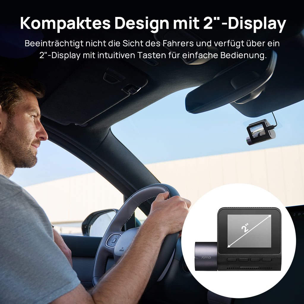 70mai Dash Cam A410 2.5K HDR Dual w/ GPS, Emergency Record, G-Sensor, App Control & Compact Design