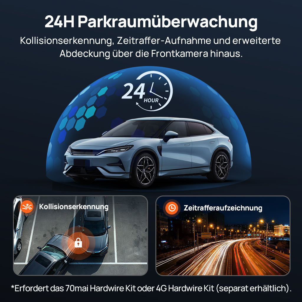 70mai Dash Cam 4K M800 with Built-In eMMC, Dual Sony STARVIS 2, HDR Recording, 4G LTE & Compact Design