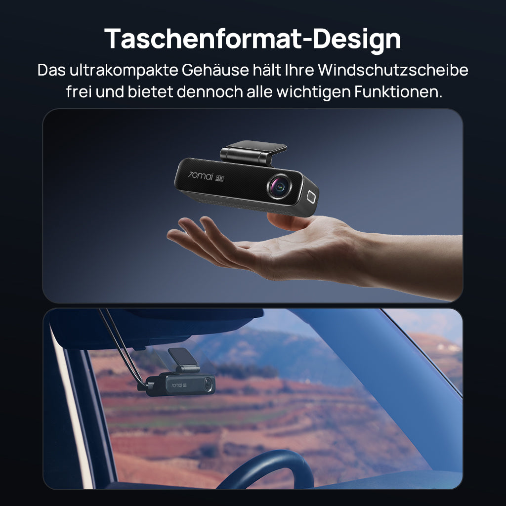 70mai Dash Cam 4K M800 with Built-In eMMC, Dual Sony STARVIS 2, HDR Recording, 4G LTE & Compact Design